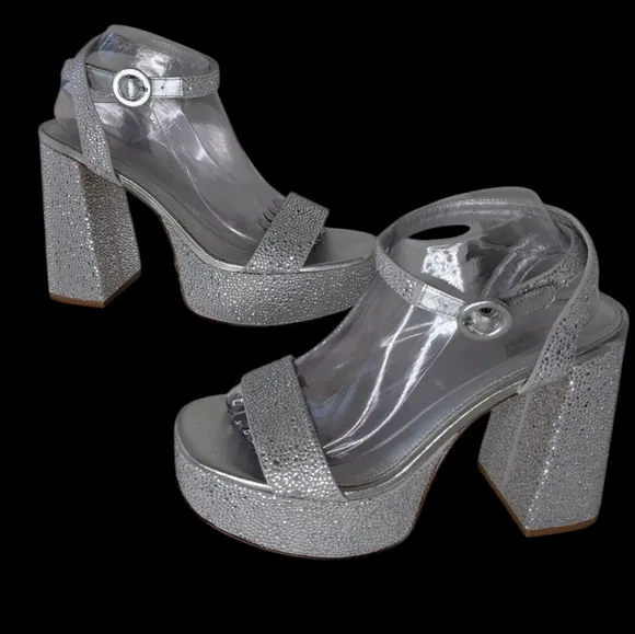 Dolly Crystal Sandal In Gray Suede... Size 10