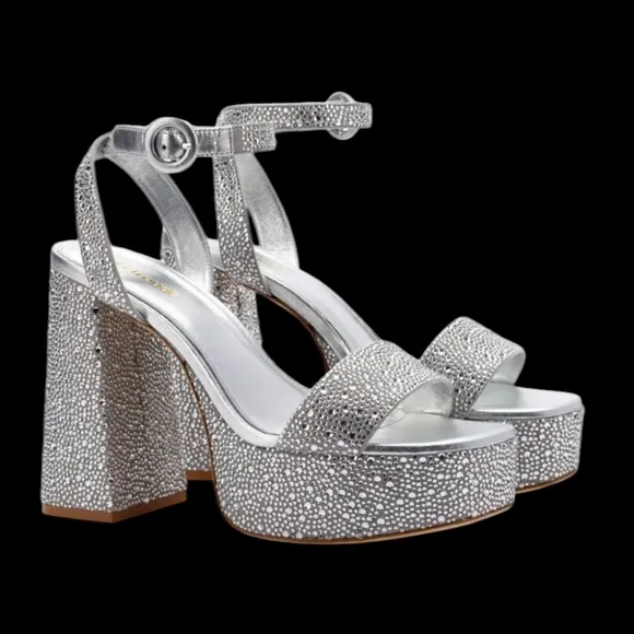 Dolly Crystal Sandal In Gray Suede... Size 10