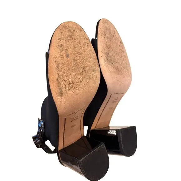 Donald J Pliner Black Block Heel Open Toe Slingback Sandals Womens Size 8.5