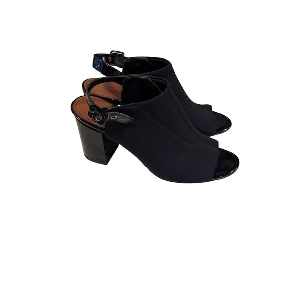 Donald J Pliner Black Block Heel Open Toe Slingback Sandals Womens Size 8.5