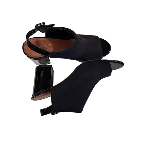 Donald J Pliner Black Block Heel Open Toe Slingback Sandals Womens Size 8.5
