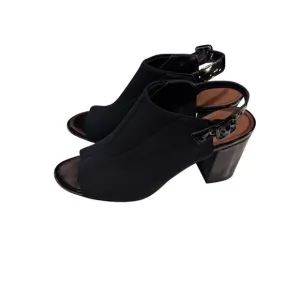 Donald J Pliner Black Block Heel Open Toe Slingback Sandals Womens Size 8.5