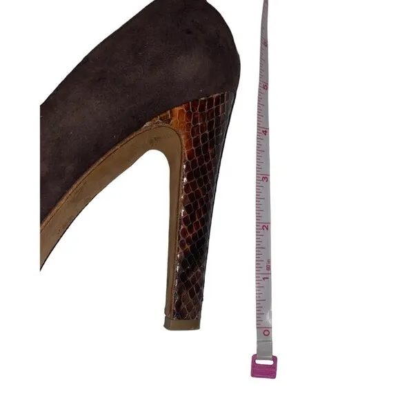 Donald J Pliner Brown Suede Snakeskin Dawn Pumps Heels Size 6