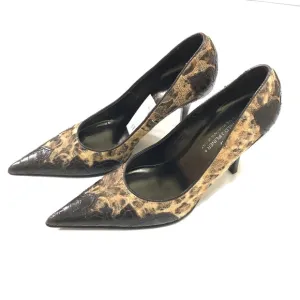 Donald J Pliner Brown Textured Leather Shoes Pumps