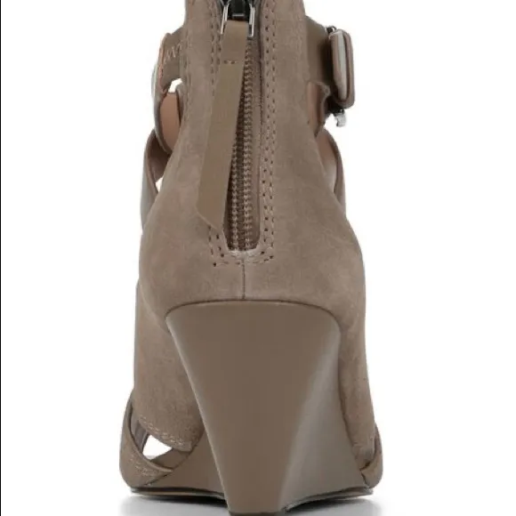 DONALD J. PLINER Dark Taupe Sila Crisscross Suede Sandal
