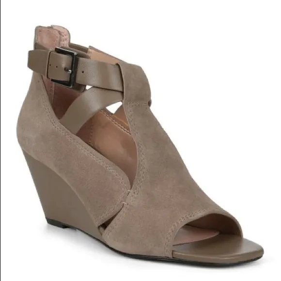 DONALD J. PLINER Dark Taupe Sila Crisscross Suede Sandal
