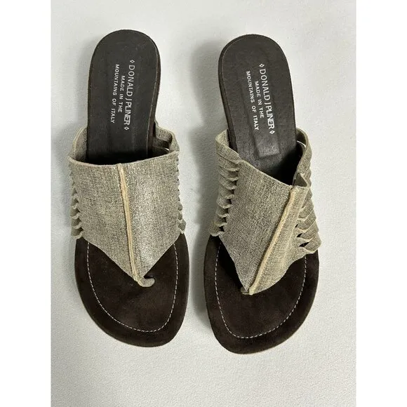 Donald J Pliner Glorie Wedge Sandals in Pewter - Sz 10