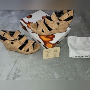 Donald J. Pliner Gretel Natural Cork Wedge Sandals Size 8.5 NWT