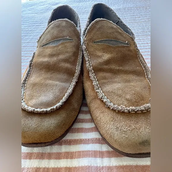 Donald J Pliner Mens Vian Suede Leather Loafers Brown Wash Slip On Shoes Sz:10.5