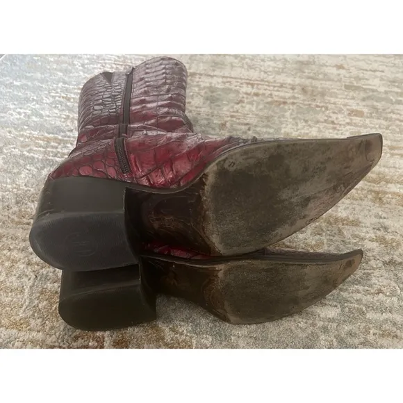 Donald J. Pliner Red Croc-Embossed Boots