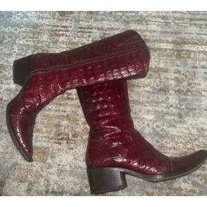 Donald J. Pliner Red Croc-Embossed Boots
