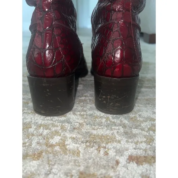 Donald J. Pliner Red Croc-Embossed Boots