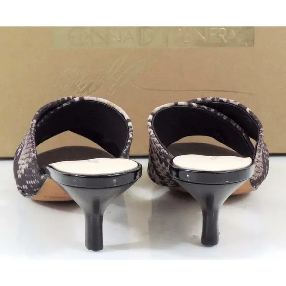 Donald J Pliner Vayane Slide On Kitten Heel Sandals Natural Mesh Snake