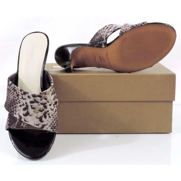 Donald J Pliner Vayane Slide On Kitten Heel Sandals Natural Mesh Snake