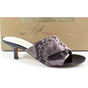 Donald J Pliner Vayane Slide On Kitten Heel Sandals Natural Mesh Snake