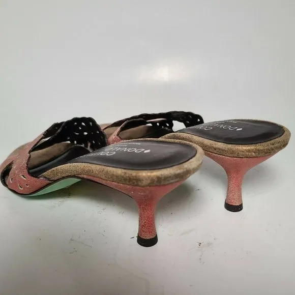 Donald J Pliner Women sandals Slide On Kitten Heel pink bronze metallic Sz 7 new