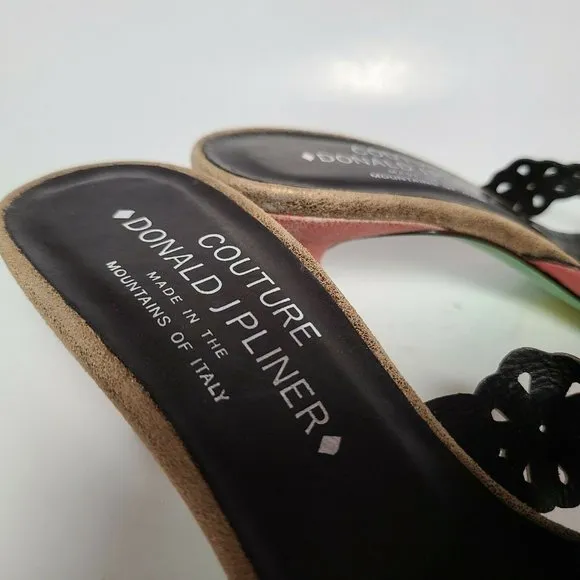 Donald J Pliner Women sandals Slide On Kitten Heel pink bronze metallic Sz 7 new