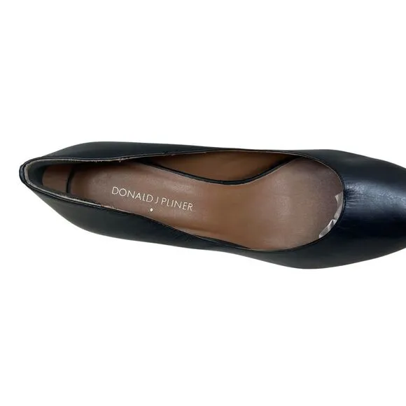Donald J Pliner Womens Stiletto Platform Pumps Black‎ Leather Snake Heel Sz 8M