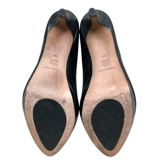 Donald J Pliner Womens Stiletto Platform Pumps Black‎ Leather Snake Heel Sz 8M