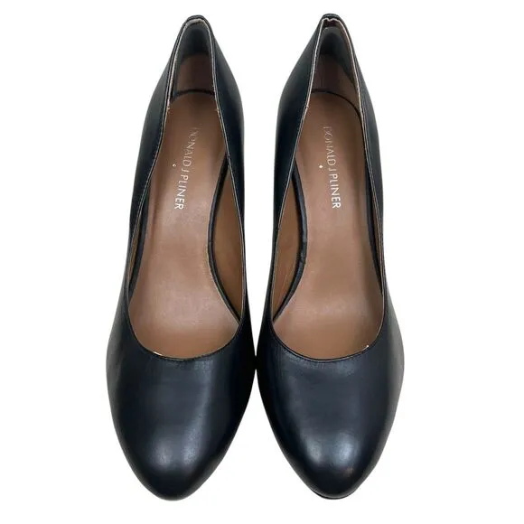 Donald J Pliner Womens Stiletto Platform Pumps Black‎ Leather Snake Heel Sz 8M