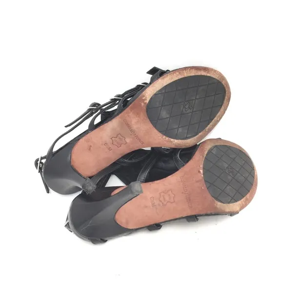 Donald Pliner Black Leather Gladiator Heel Sandals