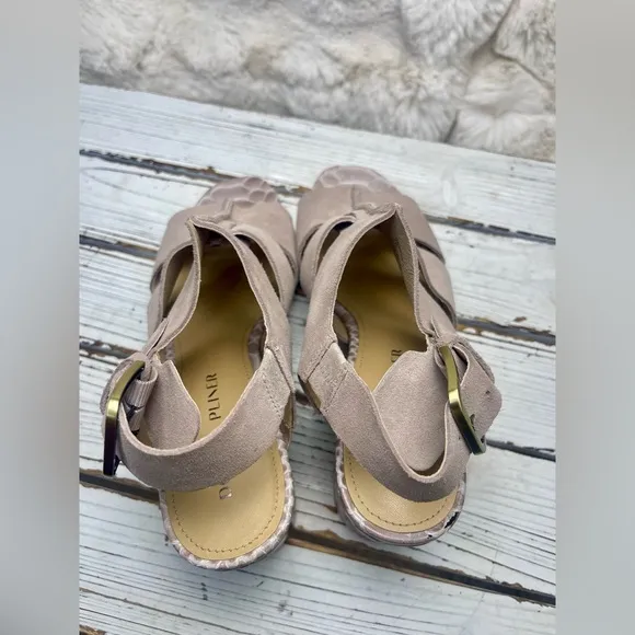 Donald Pliner Geneva Mauve Suede Snakeskin Embossed Leather Block Heel Sandals
