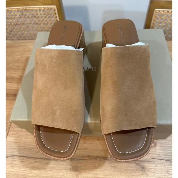 Donald Pliner Haze Slide Sandal Saddle Calf Suede Size 8.5 NIB Block Heel Mule