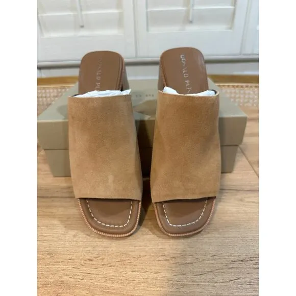 Donald Pliner Haze Slide Sandal Saddle Calf Suede Size 8.5 NIB Block Heel Mule