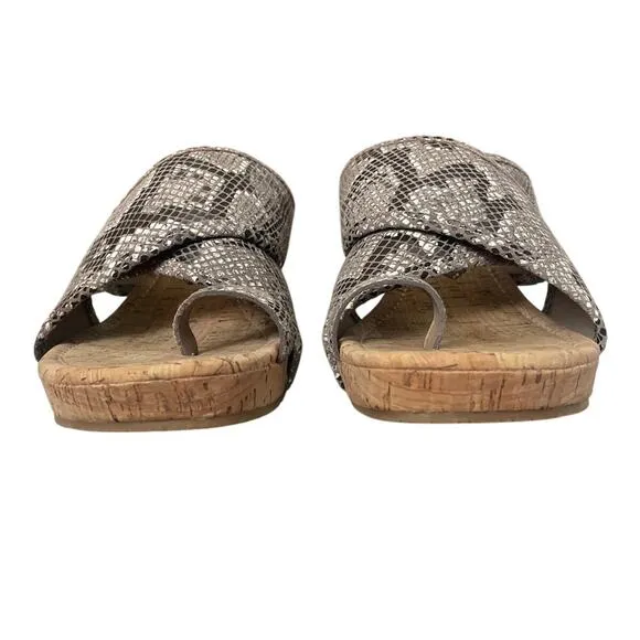 Donald Pliner Metallic Snake Print Leather Wedge-Heel Sandals Size 11