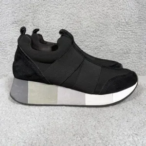 Donald Pliner Prix Syol Womens Size 9 Slip On Platform Sneakers Shoes Black