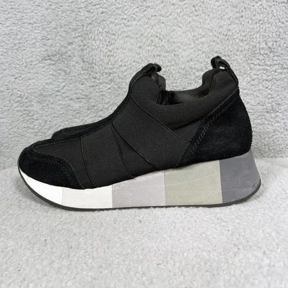 Donald Pliner Prix Syol Womens Size 9 Slip On Platform Sneakers Shoes Black