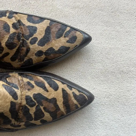 Donald Pliner Toro Brown Leather &amp; Leopard Pony Fur Women’s 9 Heels Pointed Toe