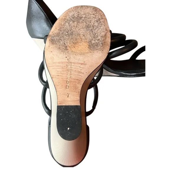 Donna Karan NY Black Wedge Sandals with Ankle Strap, Sz: 7