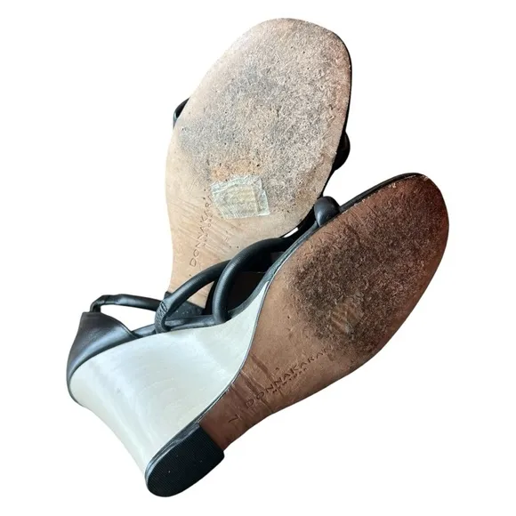 Donna Karan NY Black Wedge Sandals with Ankle Strap, Sz: 7