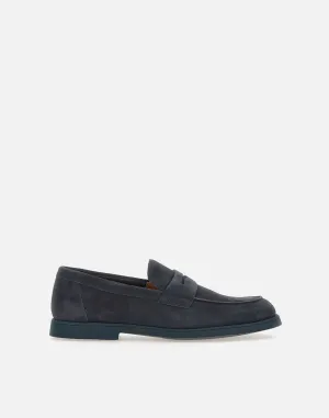 Doucals Mink Suede Loafers in Night Blue
