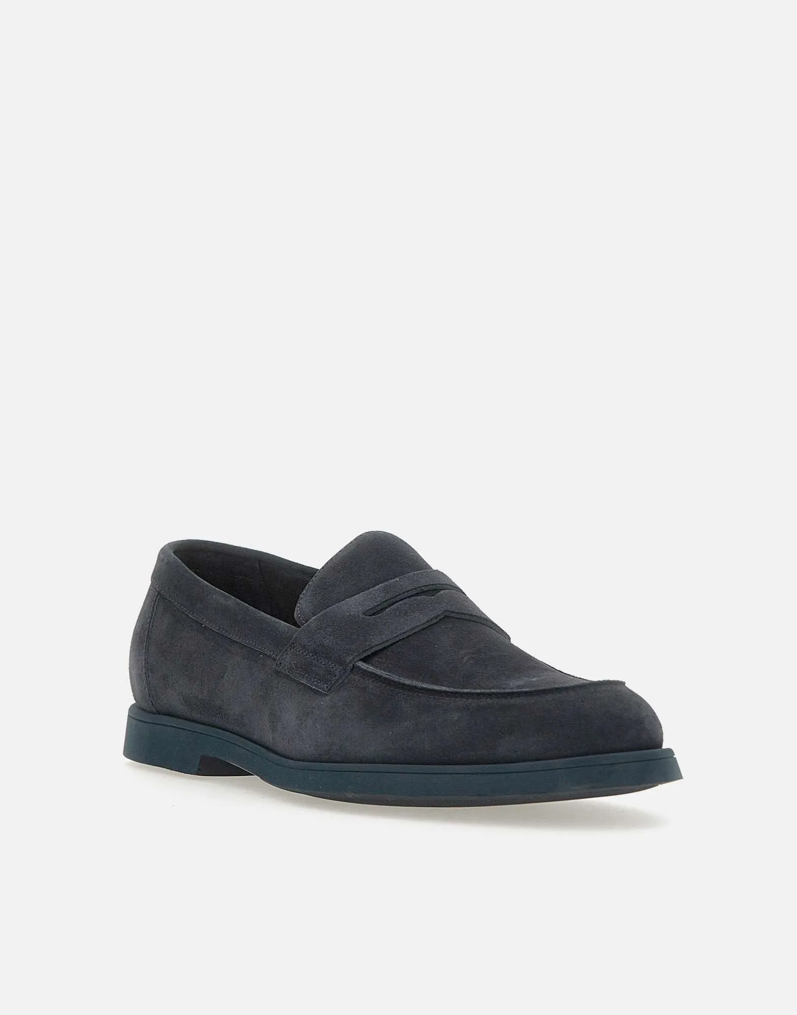 Doucals Mink Suede Loafers in Night Blue