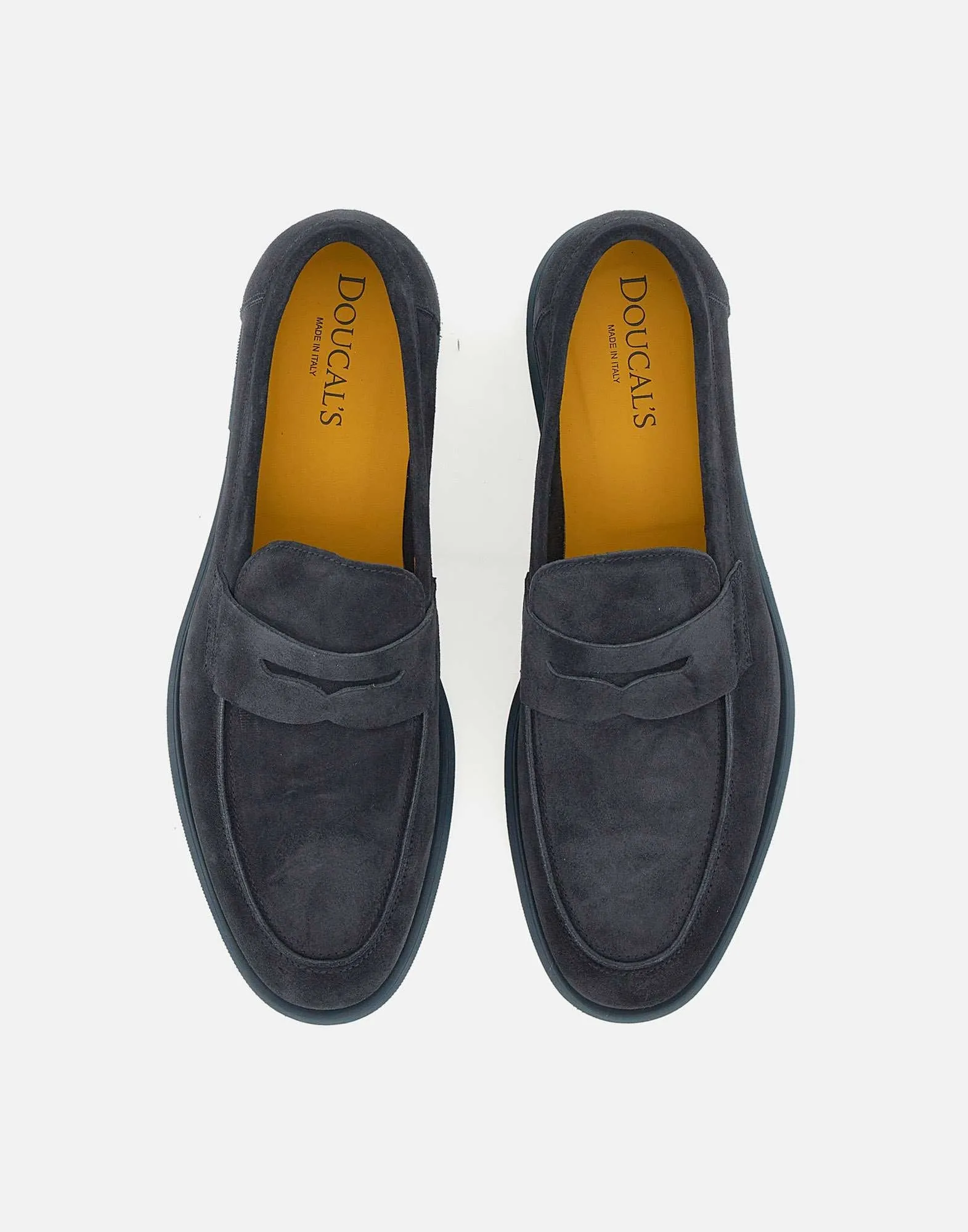 Doucals Mink Suede Loafers in Night Blue