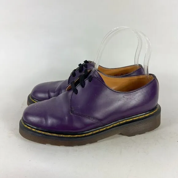 Dr Martens Air Wair Oxford Womens 5 Purple Leather Round Toe Lace Up Dress Shoes