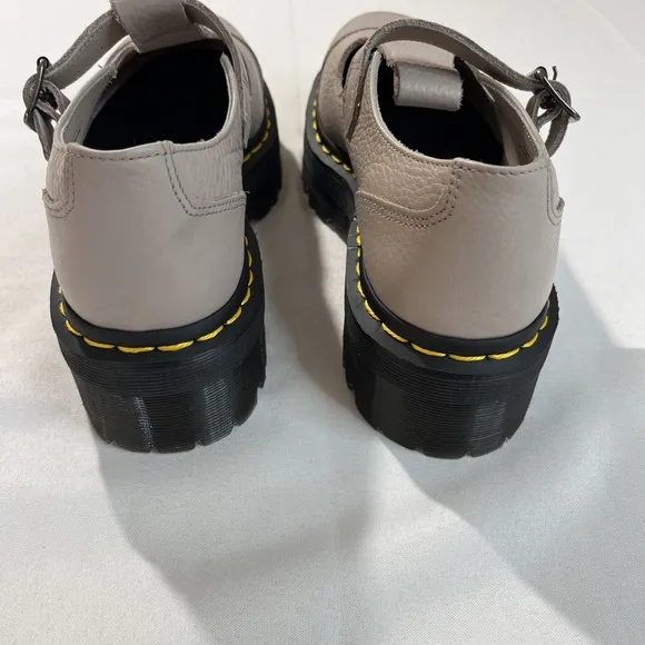 Dr Martens Bethan Pisa Leather Platform Mary Jane Shoes Vintage Taupe Sz. 9