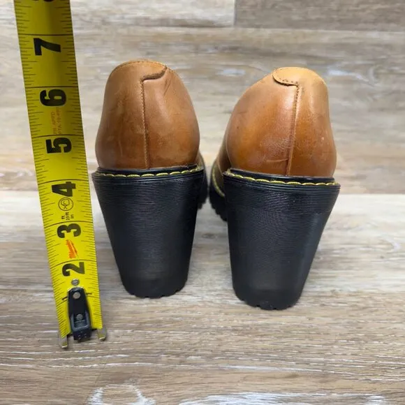 Dr. Martens Cordelia Tan Leather Platform Heels. Women’s size 8