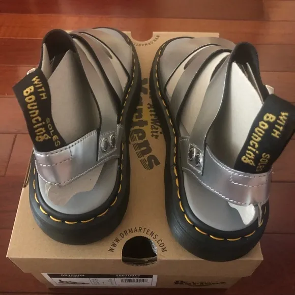 DR MARTENS Gryphon Metallic Leather Gladiator Sandals