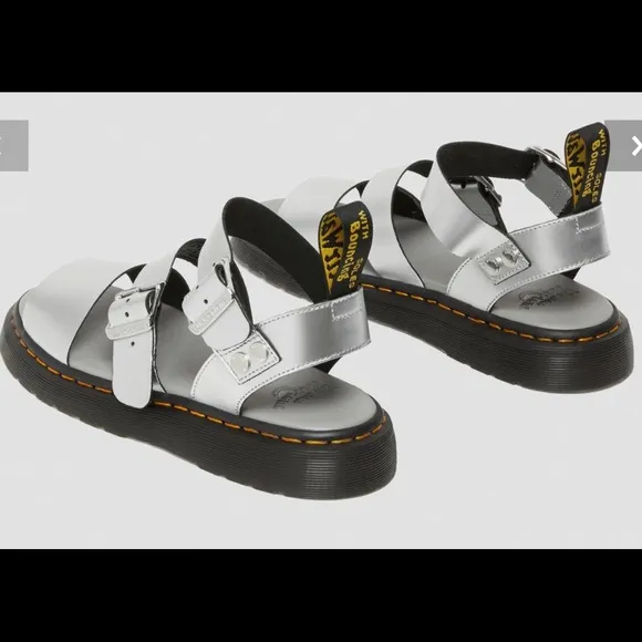 DR MARTENS Gryphon Metallic Leather Gladiator Sandals