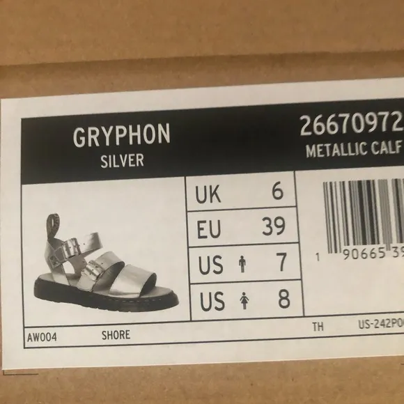 DR MARTENS Gryphon Metallic Leather Gladiator Sandals