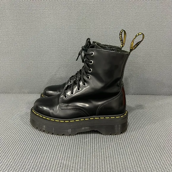 Dr Martens Jadon Platform Leather Lace Up Boots Womens Size 7 Black