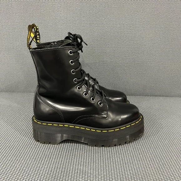 Dr Martens Jadon Platform Leather Lace Up Boots Womens Size 7 Black