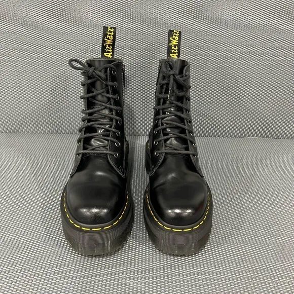 Dr Martens Jadon Platform Leather Lace Up Boots Womens Size 7 Black