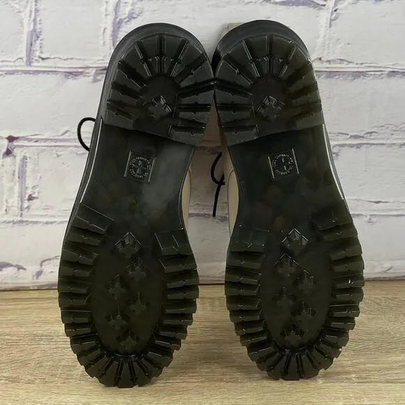 Dr. Martens Leona Vintage Taupe Leather Heeled Boots Women's 6 Platform Combat