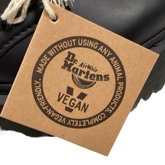 Dr. Martens Shoes Womens 6 Black Vegan 1461 Quad Mono Platform Derby Vegan NEW