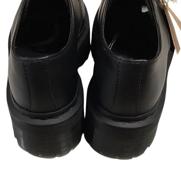 Dr. Martens Shoes Womens 6 Black Vegan 1461 Quad Mono Platform Derby Vegan NEW