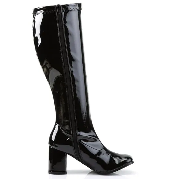 Drag Wide Calf Heel Knee High Boots